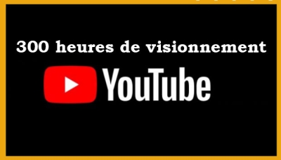 300 heures de visionnage sur youtube (par votre chaîne), de (partout dans le monde)